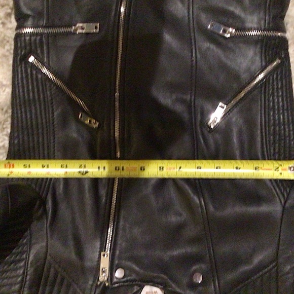 Zara TRF Quilted Motorcycle Black Crop Sheep Leather Silver Zip Size M Jacket. - Picture 7 of 9